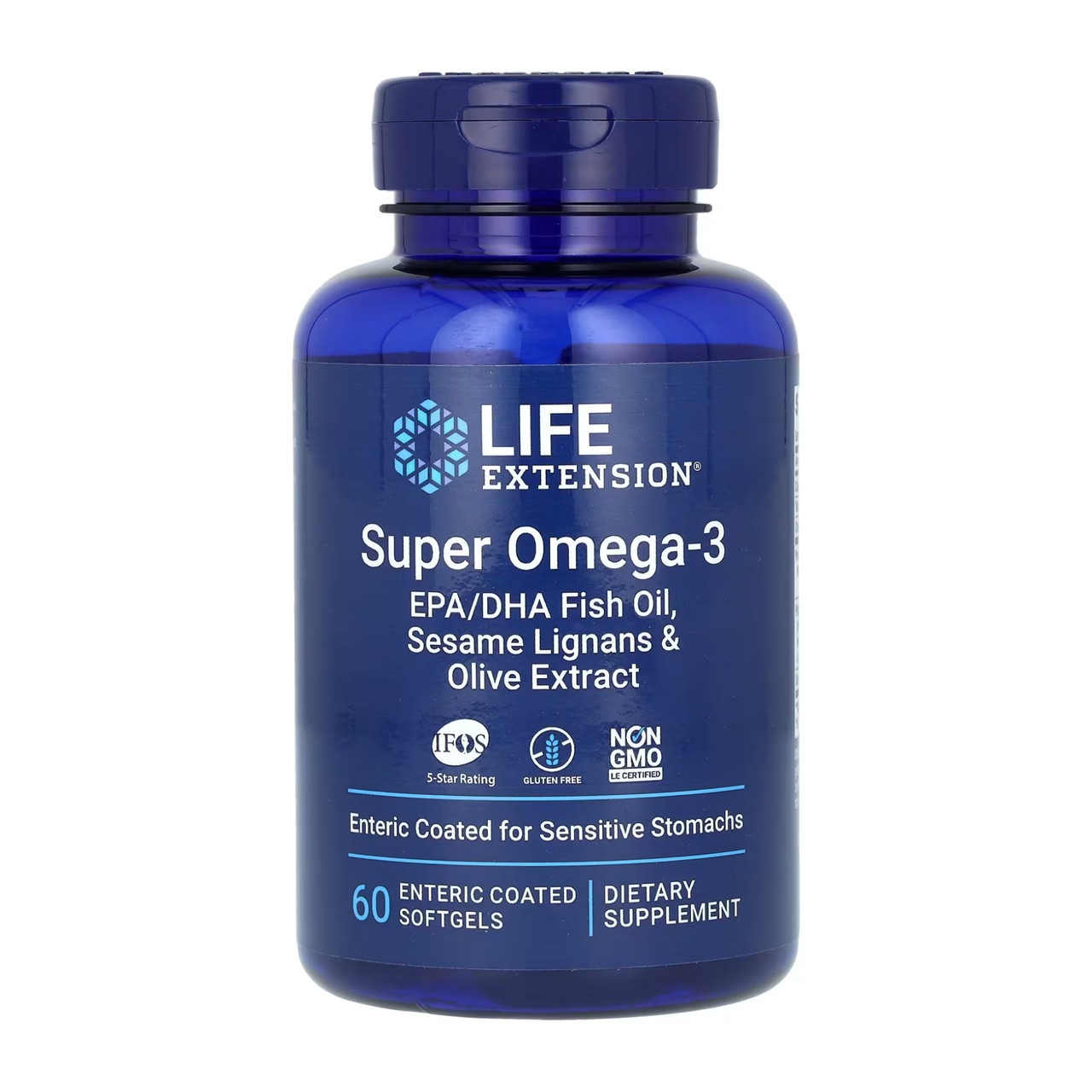 Super Omega-3 EPA/DHA Fish Oil Sesame Lignans & Olive Extract Enteric Coated - 60 softgels, фото 1