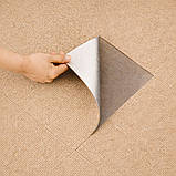 Самоклеючий теплий ковролін «Бежевий» 50×50 см для підлоги | Коврова вінілова плитка, миюча, водостійкаа, фото 2