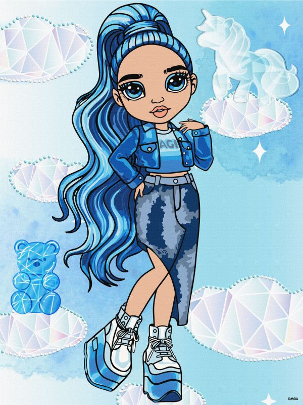 Набір для розпису по номерах для дітей "Rainbow High. Skyler" зі стразами 30х40см, фото 1