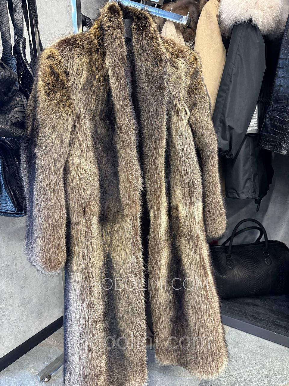 Шубка з хутра енот у довжині 115см, фото 1