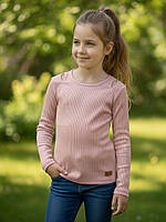 Стильний лонгслів для дівчинки пудровий (128-146р)