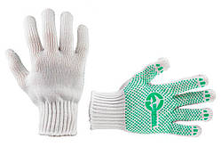 Рукавички Intertool 70/30 з точкою 68г білі 9" (12 шт.)