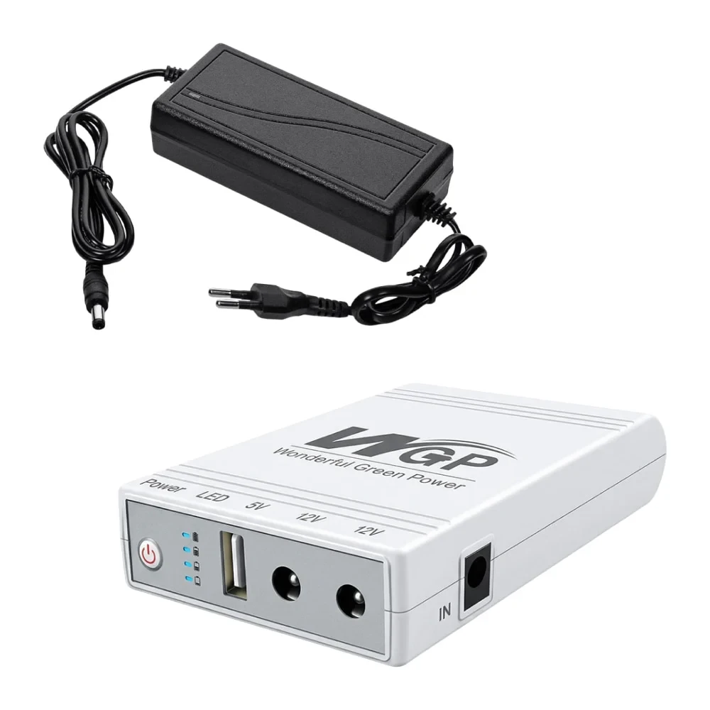 Комплект Mini UPS з блоком живлення: джерело безперебійного живлення Mini UPS WGP UPS103C 16000mAh 5V/12V/12V, Li-ion 4*4Ah, для р, фото 1