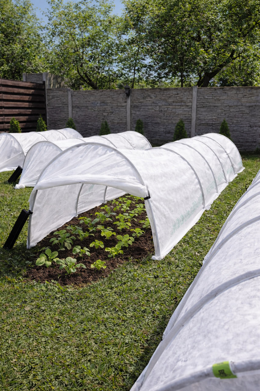 Парник ВЕСНА тунельний  8м 70г/м2  з агроволокна спанбонда для розсади та овочів