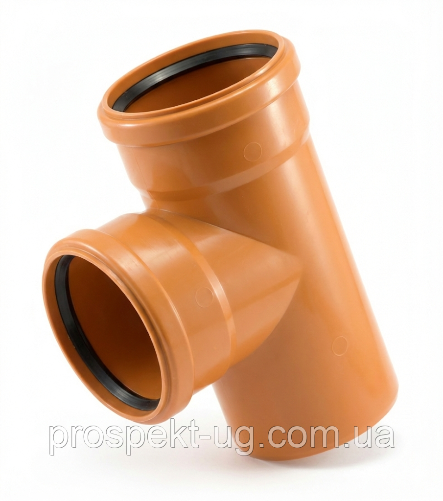 Трійник ПВХ для зовнішньої каналізації 110 мм 90 градусів, фото 1