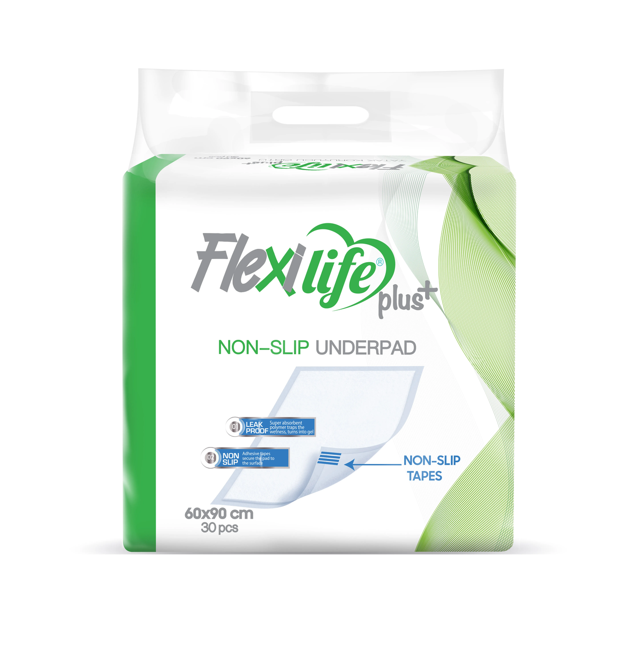 Пелюшки для дорослих Flexi Life Plus (60х90 см) 30 шт. Вбираючі, з липучками для фіксації, не ковзають, фото 1