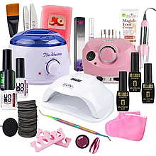 Набір для манікюру та педикюру: фрезер  ZS-601 65 Вт, лампа Sun X 54 Вт, баночний воскоплав Pro Wax 100
