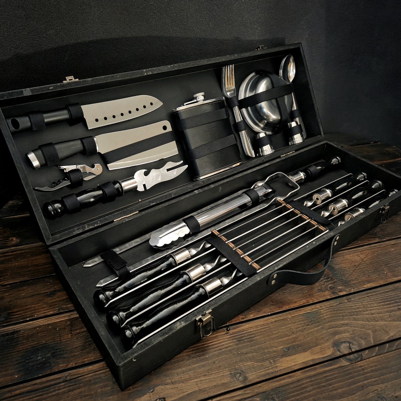 Набір шампурів у дерев'яному кейсі "Ворон", фото 1