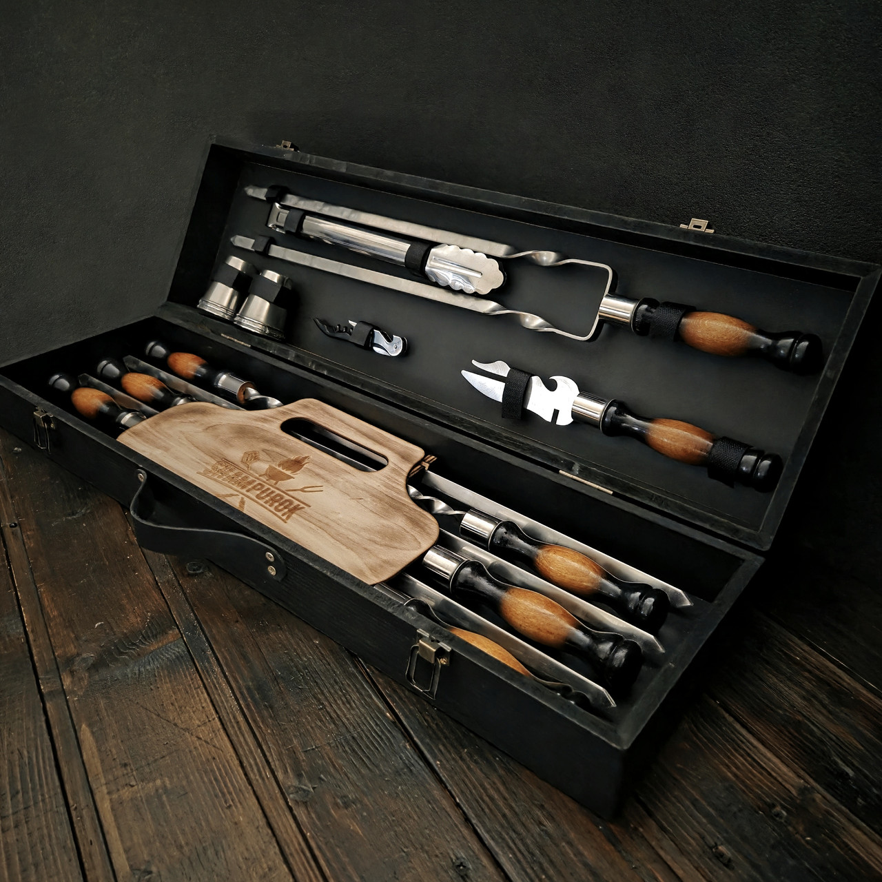 Набір шампурів в дерев'яному кейсі "Пікнік-2 Люкс", фото 1