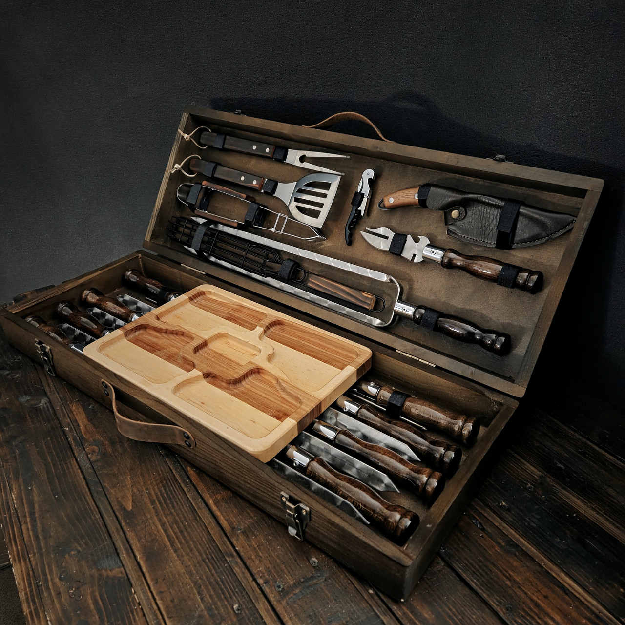 Набір шампурів для люля кебаб у дерев'яному кейсі "Люля Мастер", фото 1