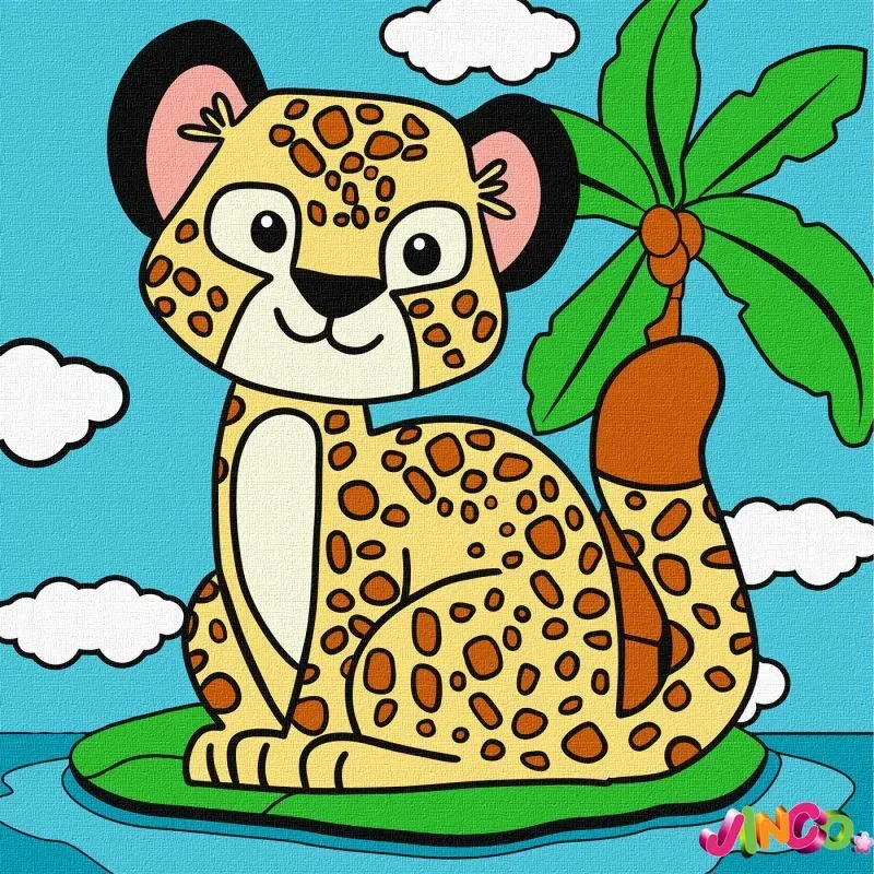 Набір для розпису по номерах  для дітей "Гепард" 25х25cm, фото 1