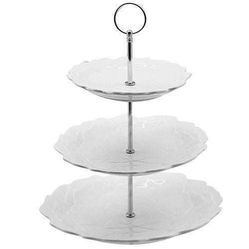 Цукерниця фруктовниця триярусна Rose Stenson біла MC2657
