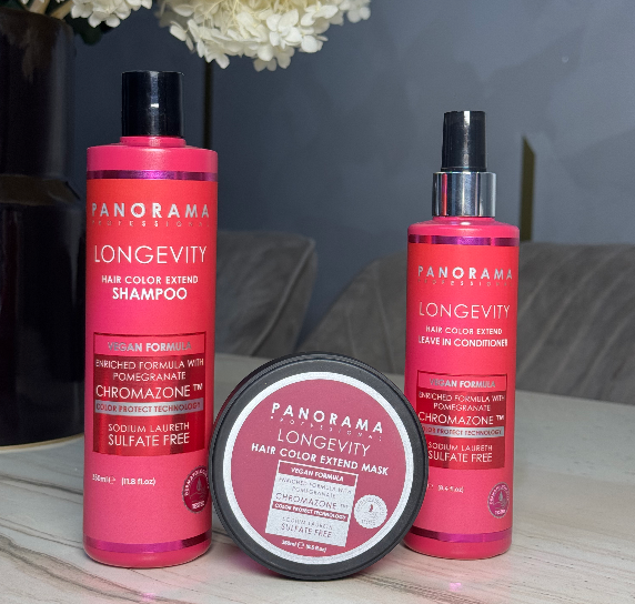 Набір професійного догляду PANORAMA  для збереження кольору фарбованого волосся: шампунь+маска+спрей-кондиціонер, фото 1