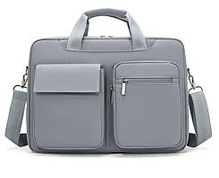 Сумка для ноутбука до 16.1 дюймів водовідштовхувальна з амортизуючим відділенням і ремінцем через плече, світло-сіра  solve