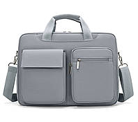 Сумка для ноутбука до 14.1 дюймов водоотталкивающая с амортизирующим отделением и ремнём через плечо, светло-серый  solve