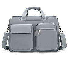 Сумка для ноутбука до 14.1 дюймов водовідштовхувальна з амортизуючим відділенням і ремінцем через плече, світло-сір solveий