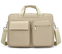 Сумка для ноутбука до 14.1 дюймов водоотталкивающая с амортизирующим отделением и ремнём через плечо, бежевый  solve