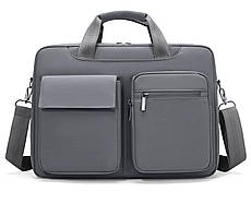 Сумка для ноутбука до 16.1 дюймів водовідштовхувальна з амортизуючим відділенням і ремінцем через плече, темно-сіра  solve