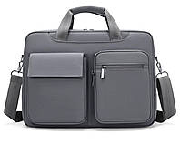 Сумка для ноутбука до 14.1 дюймов водоотталкивающая с амортизирующим отделением и ремнём через плечо, тёмно-серый  solve