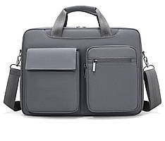 Сумка для ноутбука до 14.1 дюймов водовідштовхувальна з амортизуючим відділенням і ремінцем через плече, темно-сірий  solve