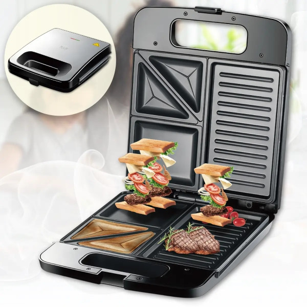 Гриль-сендвічниця мультиформна 1400Вт R.2583 RAF Чорна з сірим, фото 1