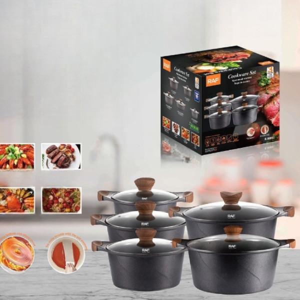 Набір каструль із кришками 5шт R.80003 Чорний, фото 1