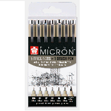 Набір лінерів PIGMA MICRON 6шт+PIGMA BRUSH В ПОДАРУНОК, Sakura
