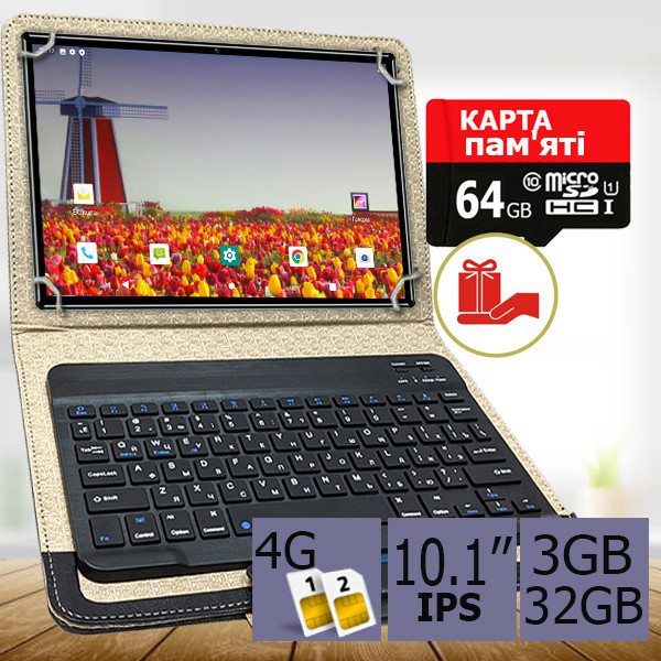 4G Планшет-ноутбук ASUS Z101NEW 10.1" IPS, 2 Sim з 4G, 3GB/32GB + Чохол із Bluetooth клавіатурою та Карта пам'яті 64ГБ