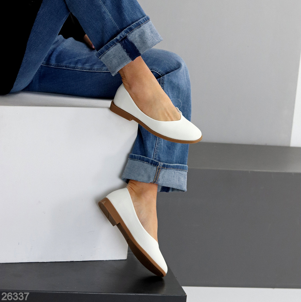 М'які білі балетки натуральна шкіра флотар колір на вибір, фото 1