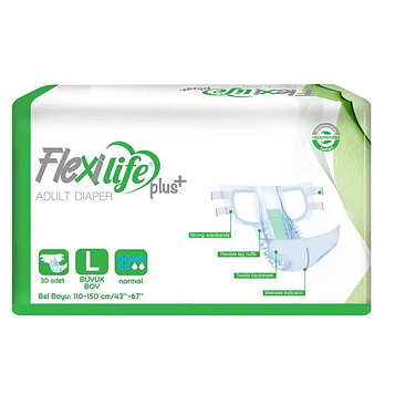 Підгузки для дорослих Flexi Life Plus L (110-150 см) 30 шт. Дихаючі памперси на липучках
