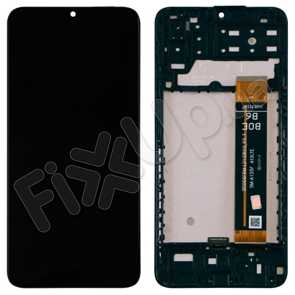 Дисплей для Samsung A135F Galaxy A13/M135F Galaxy M13, з тачскрином і рамкою в зборі, колір чорний, IPS (TFT)Уцінка