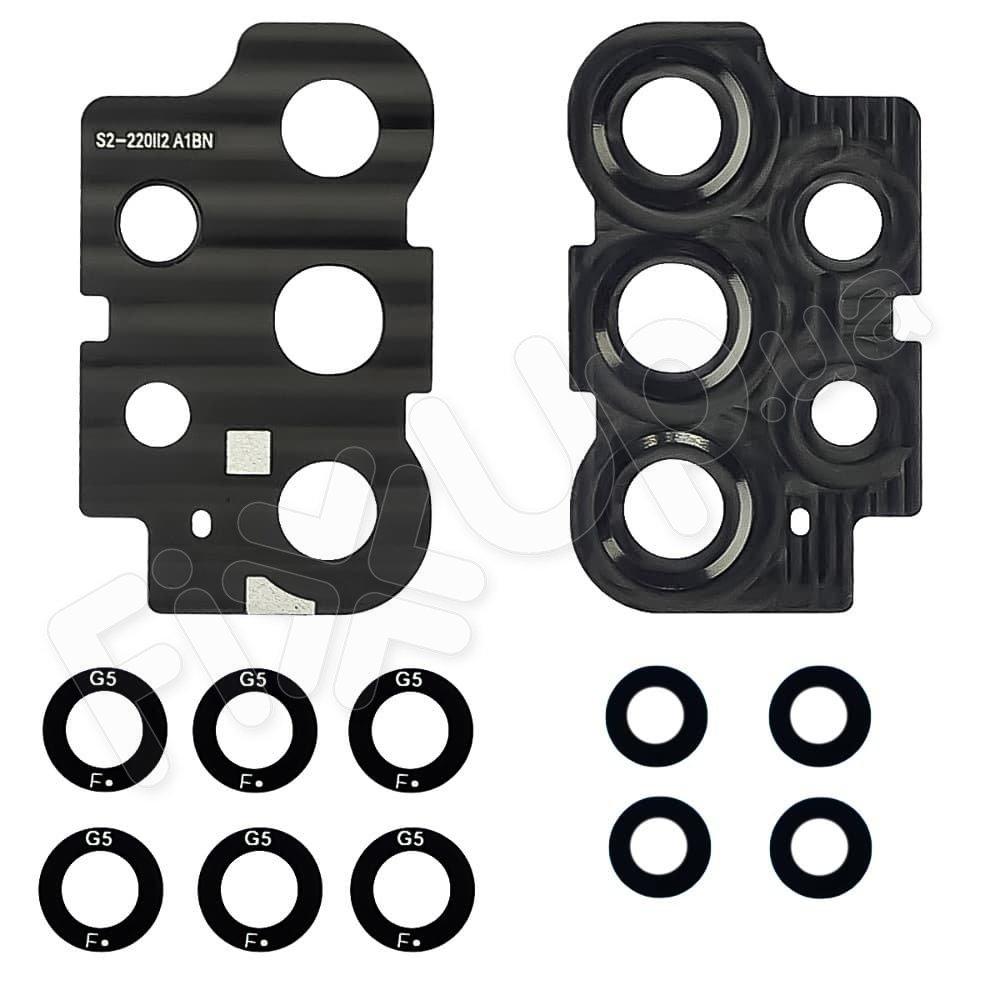 Скло камери для Samsung A736 Galaxy A73 2022, з рамкою, колір чорний, 5 шт.