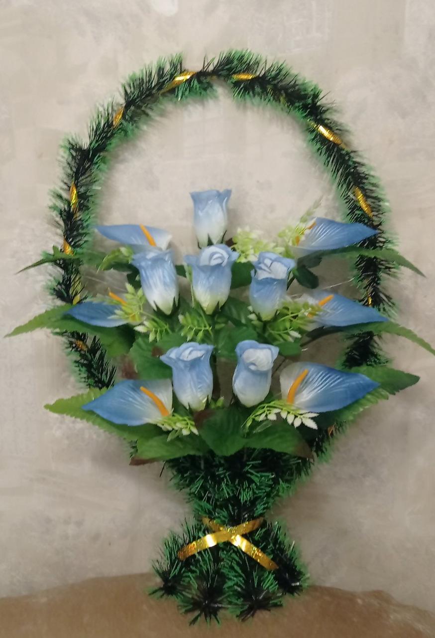 Вінок ритуальний. кошик поминальна троянда з каллою 12-ка опт і роздріб, фото 1