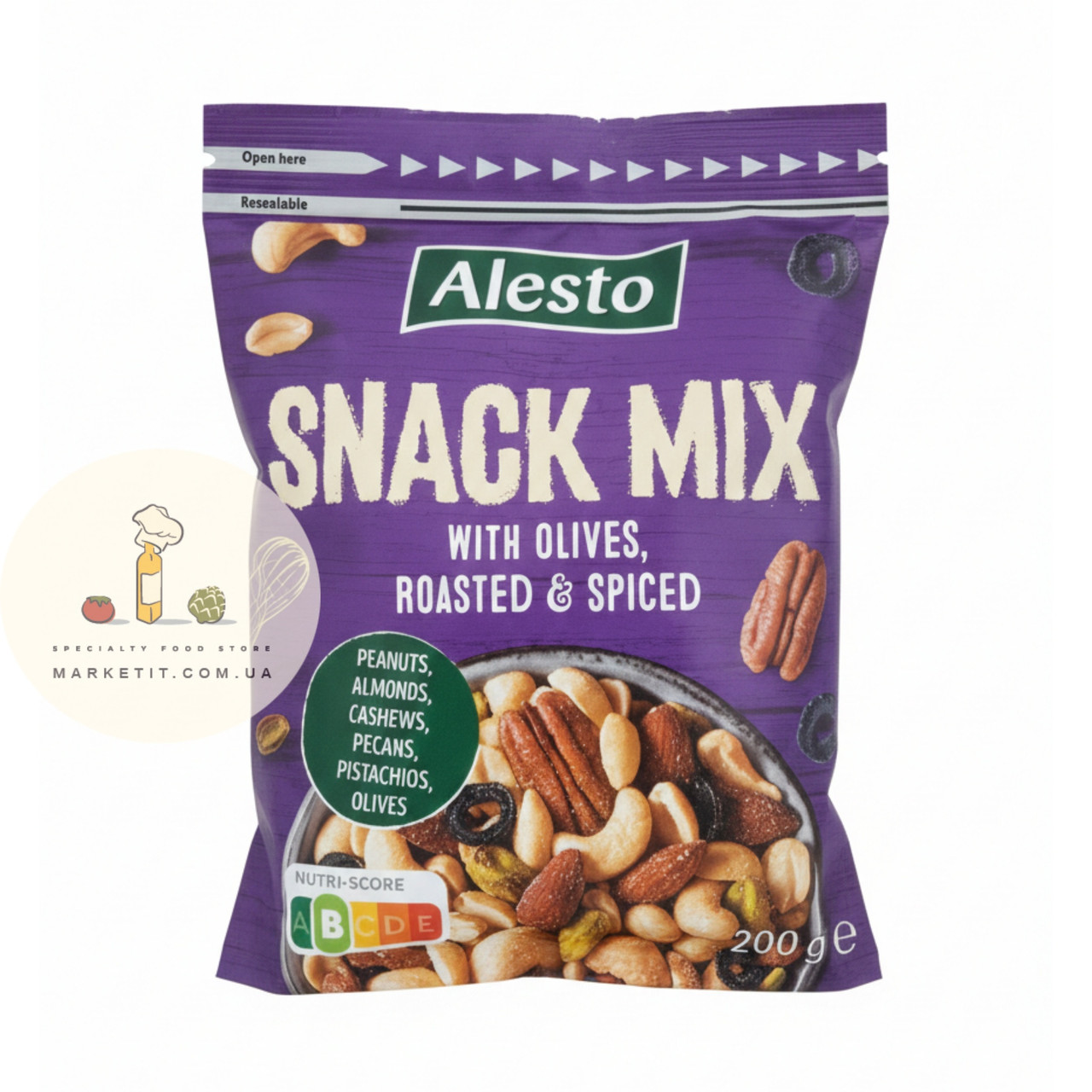 Мікс горіхів Alesto Olive Mix (в'ялені оливки, мигдаль, кеш'ю, фундук), 200 г., фото 1