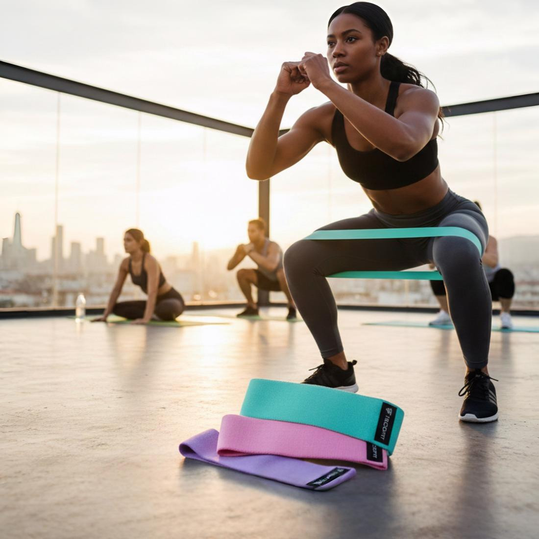 Гумка для фітнесу та спорту тканинна Комплект з 3 штук, фото 1