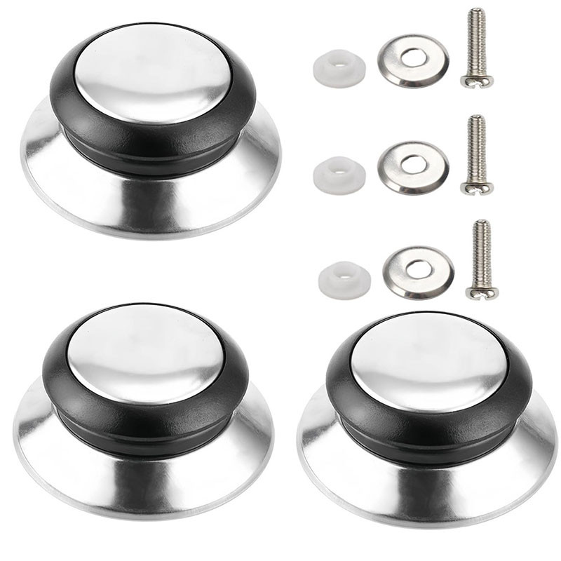 Набір універсальних змінних ручок для кухонних кришок 3 шт чорні 29585, фото 1