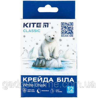 ТОП! Крейда Kite біла кругла, 12 шт Classic (K-079-12) - (gHome), фото 1