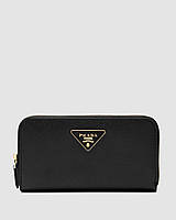 💵 Prada Leather Round Zippy Long Wallet Nero Black (інший) 20 х 10 х 3 см