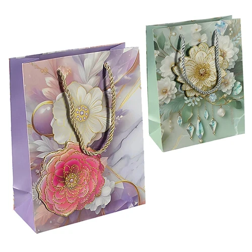 Пакет подарунковий 26х32х12 см бант квіти