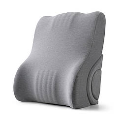 Подушка під спину анатомічна з ефектом пам`яті та додатковим валиком Сіра 50x62 см