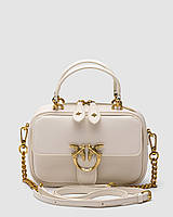 💎 Pinko Square Simply Mini Calfskin Bag Cream
