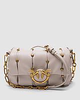 💎 Pinko Grey Quilted Leather Love Mini Puff Staples