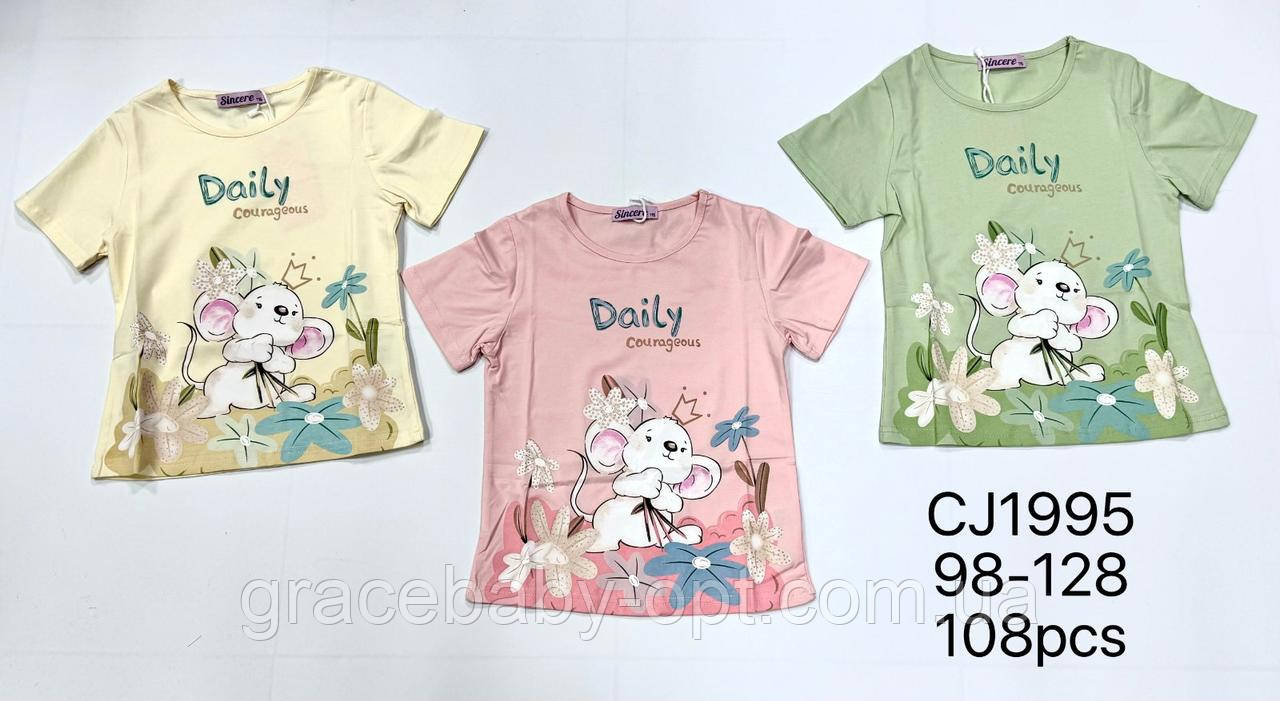 Футболка для дівчат оптом, Sincere, 98-128 см,  № CJ-1995, фото 1