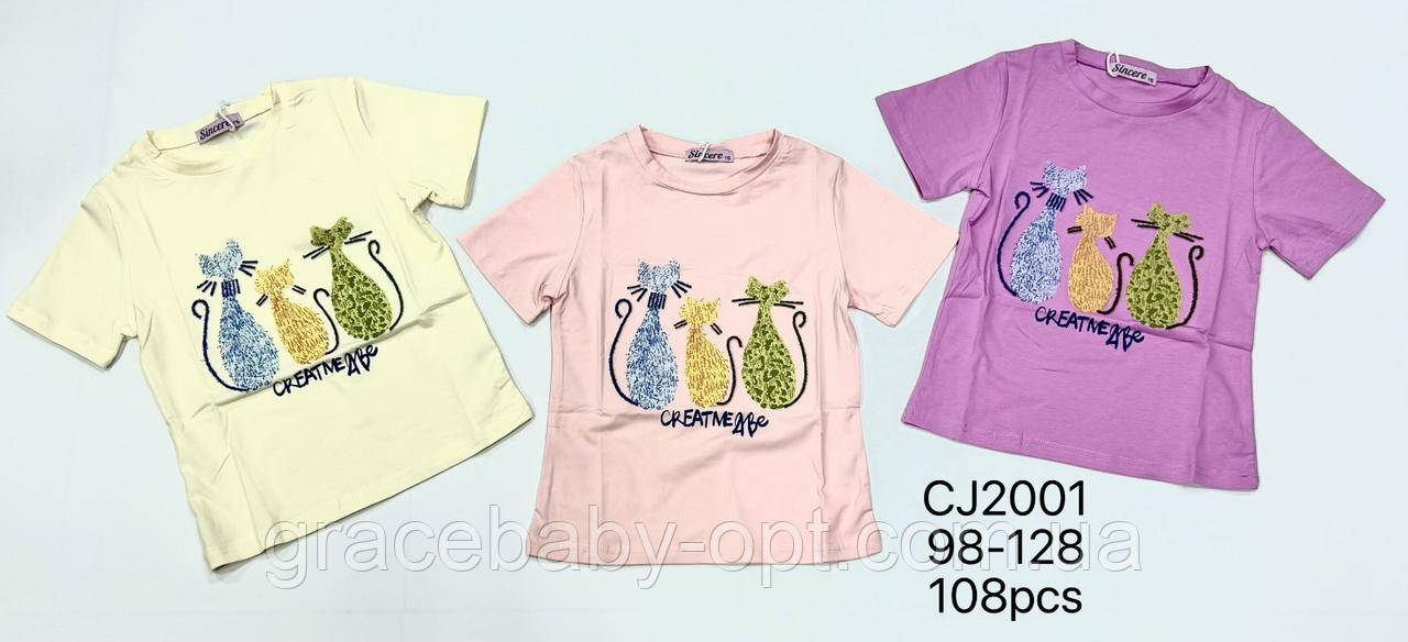Футболка для дівчат оптом, Sincere, 98-128 см,  № CJ-2001, фото 1