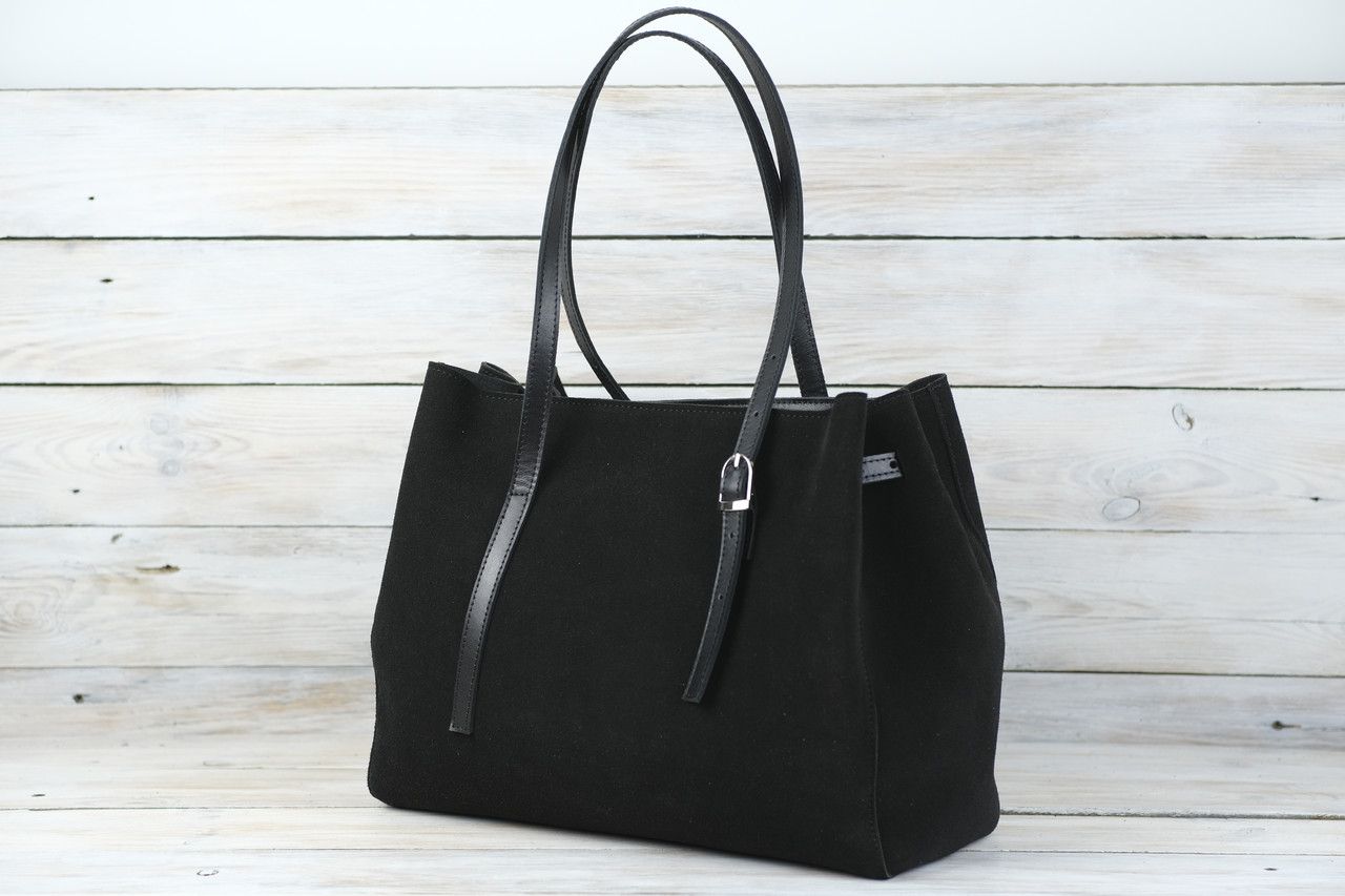 Жіноча сумка Анді з натуральної замші колір Чорний