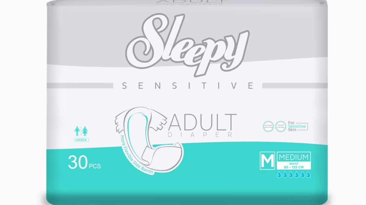 Підгузки для дорослих Sleepy Sensitive Adult M (85-125 см) 30 шт. Памперси для чутливої шкіри, фото 1