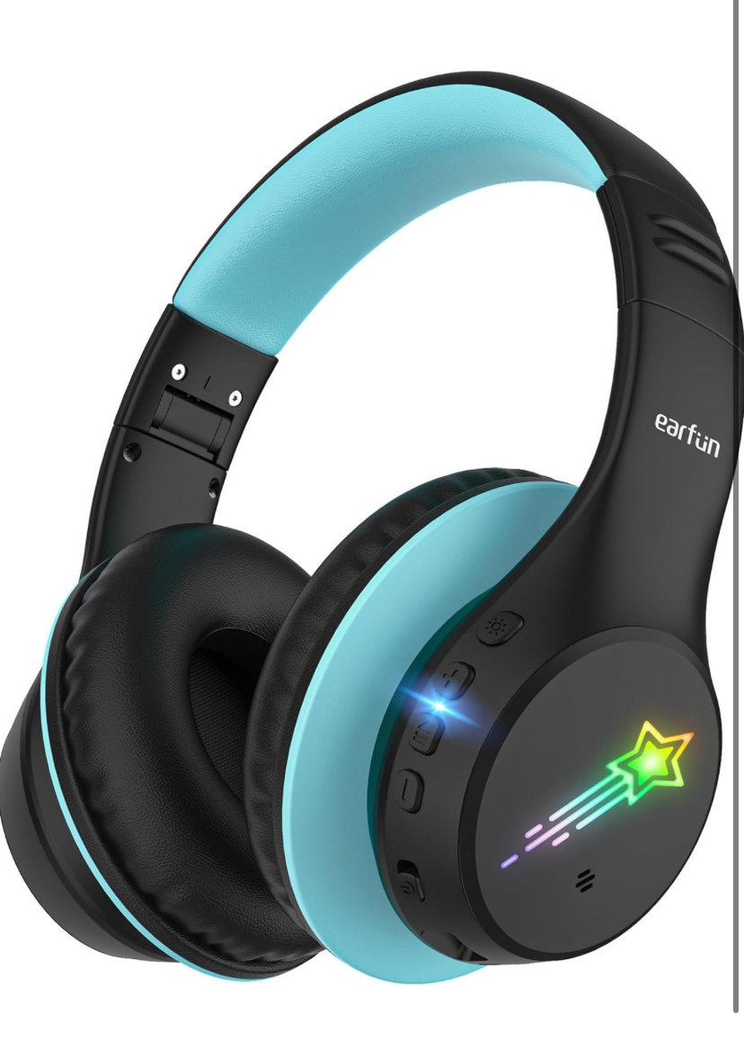 Дитячі Bluetooth навушники EarFun K4, over-ear, обмеження гучності 74/85/94 dBA, LED, Bluetooth 5.4, чорні, фото 1