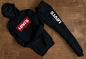 Чорний чоловічий трикотажний спортивний костюм Levis з капюшоном