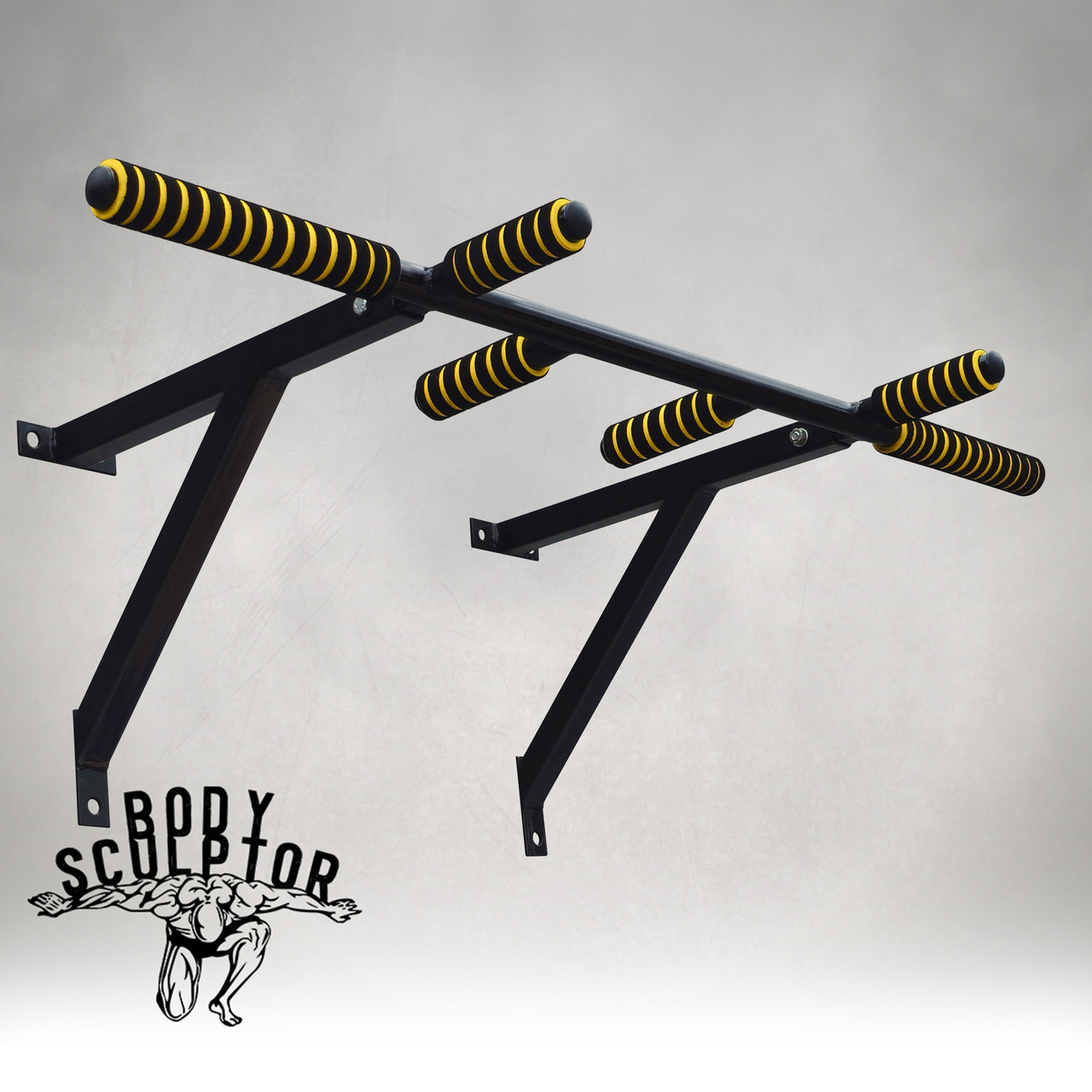 Турнік настінний/надверний чорний рівний (40 см)  Розбірний №3 з м'якими ручками, фото 1