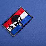 Набір шевронів 2 шт. з липучкою Череп Карателя на Флазі Нідерландів 5х8 см патч шеврон Нідерланди Punisher, фото 7